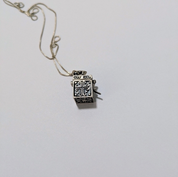 Prayer Box Charm 925 Locket With Necklace, EUC - Picture 3 of 8